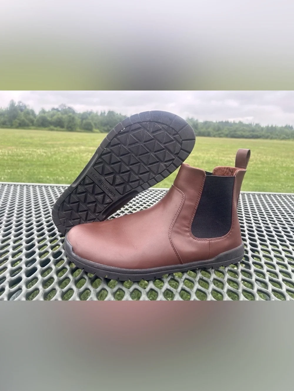 Feelgrounds Chelsea Boot Men US 12.5 EU 46 Hazelnut Brown Barefoot Shoe